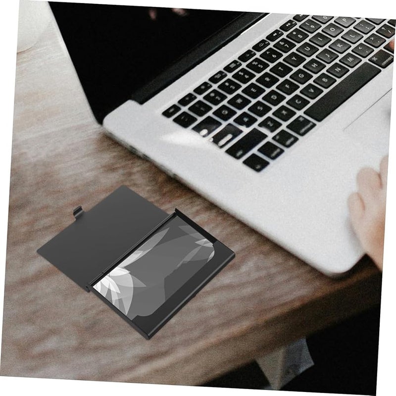 Silver Rhinestone Metal Business Card Holder Box Large Capacity Professional Desk Organizer - Image 4